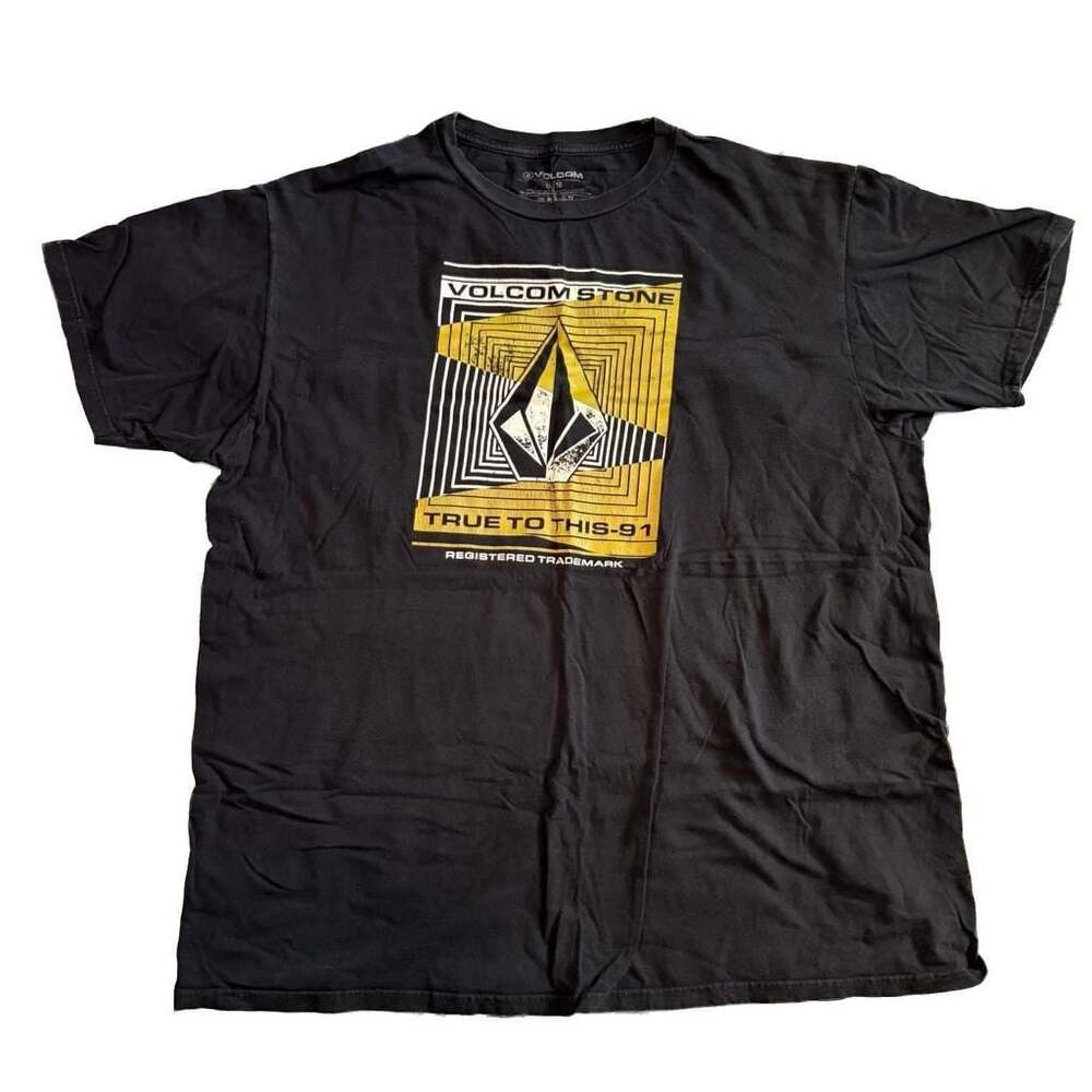 Volcom Stone True To This-91 Graphic T-Shirt Black Size XL Y2K Skater Grunge